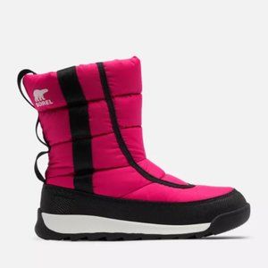 Sorel,  Whitney II Puffy Mid boot, in pink,  black, + white girl's size 13, EUC.